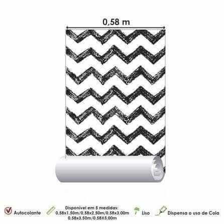 Papel de Parede Adesivo Chevron Preto e Branco 282143330 - Papel na Parede