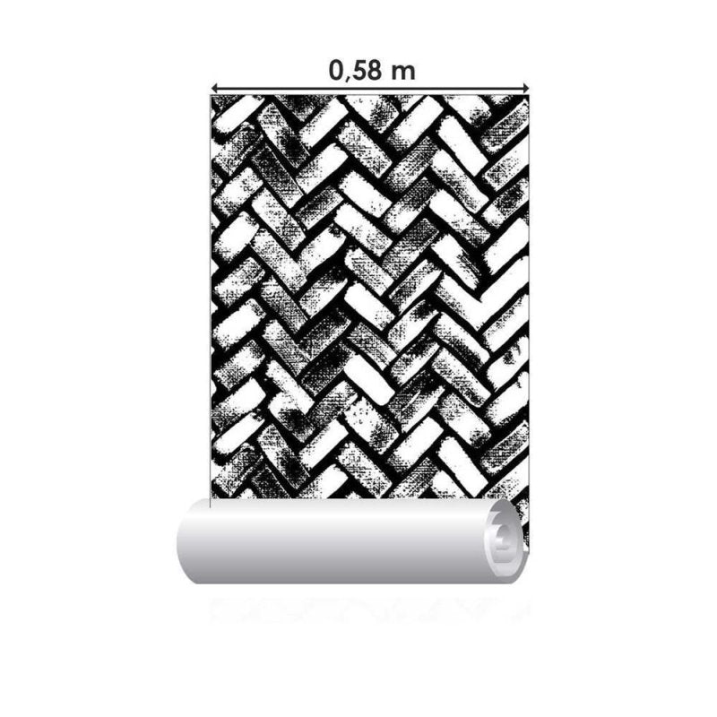 Papel de Parede Adesivo Chevron Preto e Branco N08087 - Papel na Parede