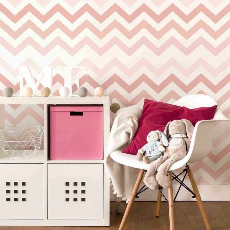 Papel de Parede Adesivo Chevron Rosa 34254 - Papel na Parede