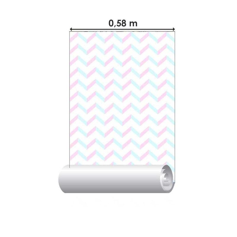 Papel de Parede Adesivo Chevron Rosa e Azul N05194 - Papel na Parede