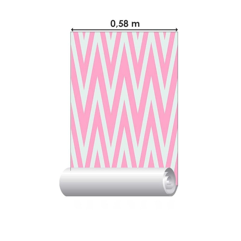 Papel de Parede Adesivo Chevron Rosa e Cinza N06205 - Papel na Parede