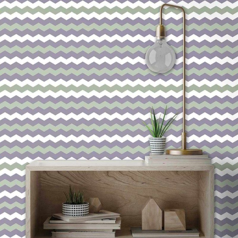 Papel de Parede Adesivo Chevron Roxo e Verde 2548241085 - Papel na Parede