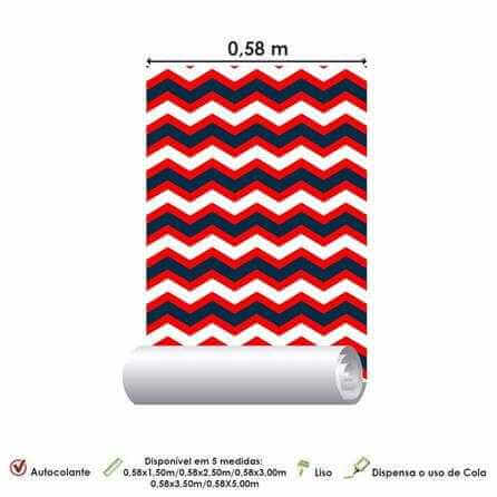 Papel de Parede Adesivo Chevron Vermelho e Azul 2548241050 - Papel na Parede