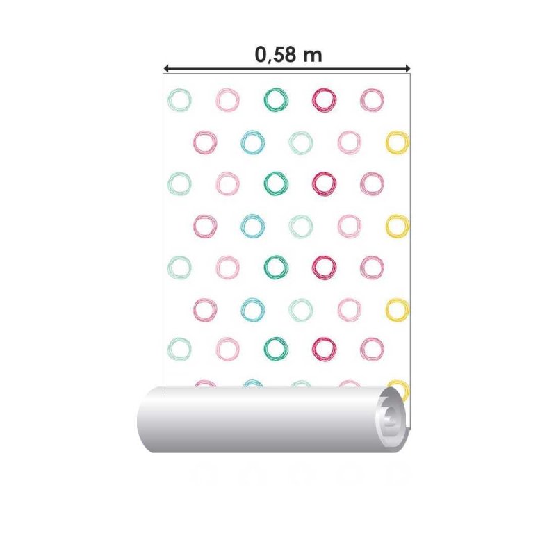Papel de Parede Adesivo Circulos Rabiscos Coloridos N07105 - Papel na Parede