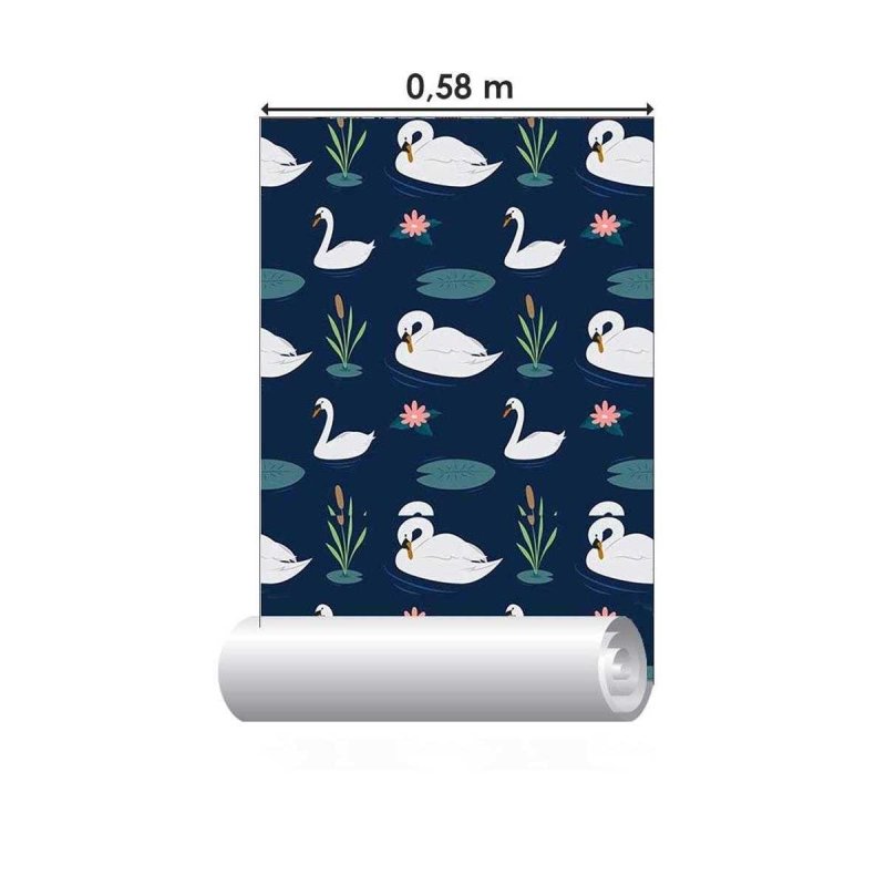 Papel de Parede Adesivo Cisne Lago Azul N05121 - Papel na Parede