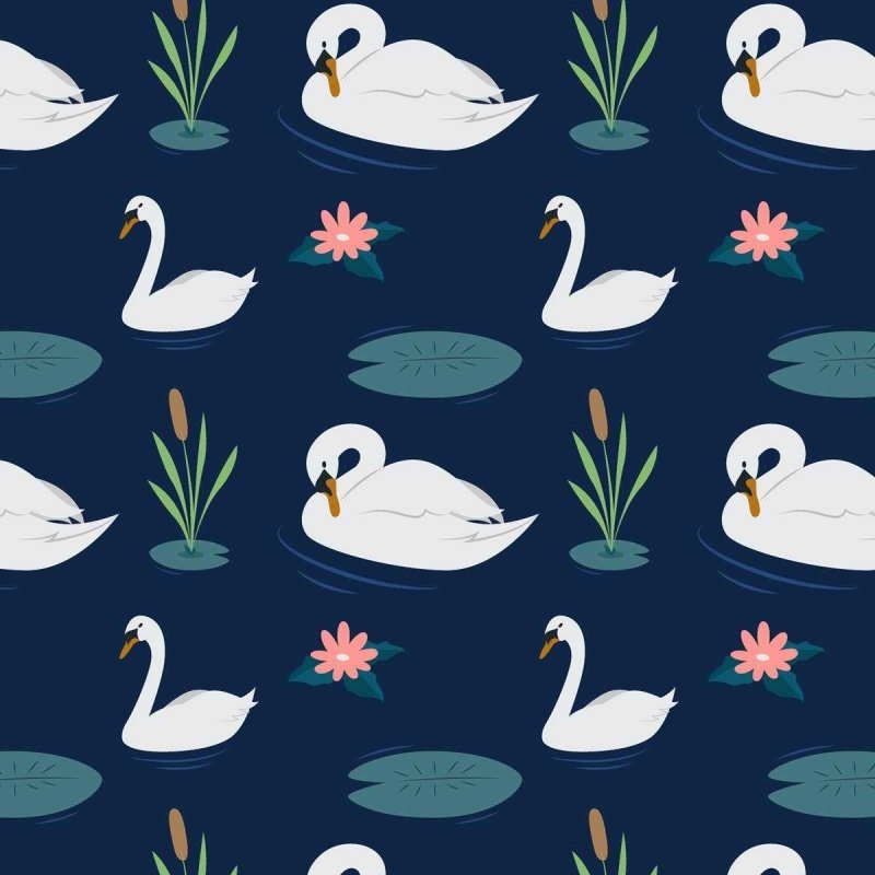 Papel de Parede Adesivo Cisne Lago Azul N05121 - Papel na Parede