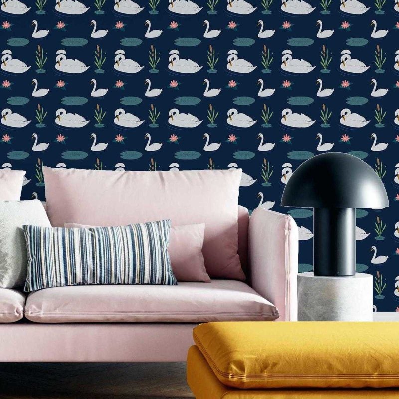 Papel de Parede Adesivo Cisne Lago Azul N05121 - Papel na Parede
