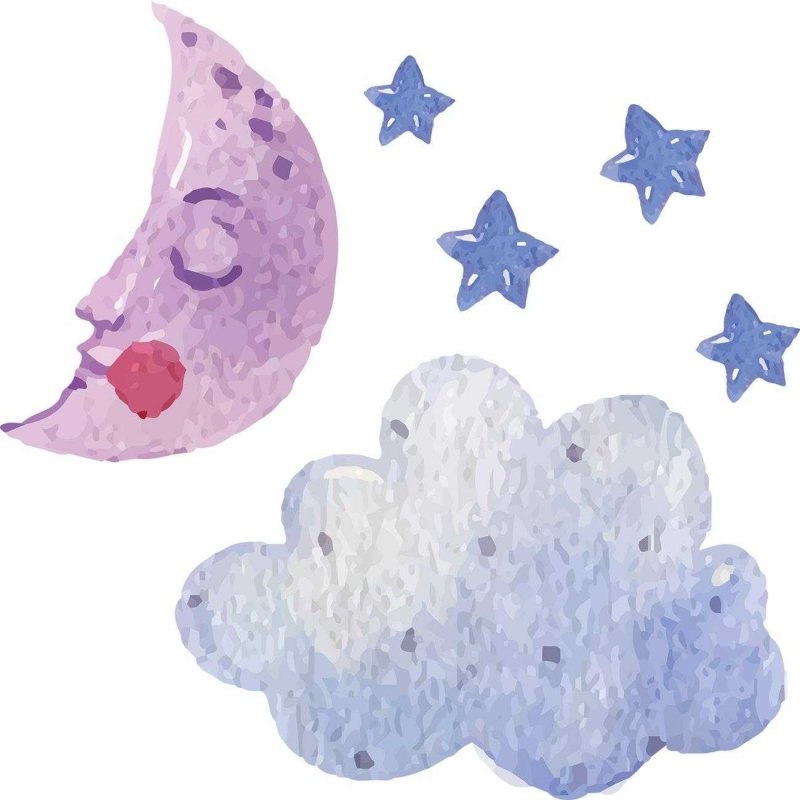 Papel de Parede Adesivo com Nuvens Lua e Estrela N06140 - Papel na Parede