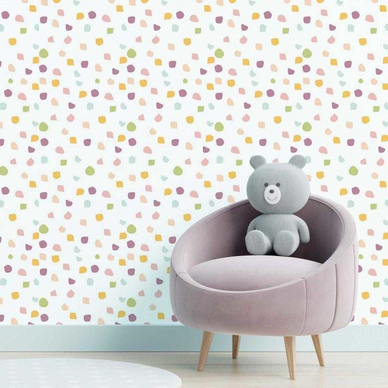 Papel de Parede Adesivo Confeti Colorido Fundo Branco N05073 - Papel na Parede