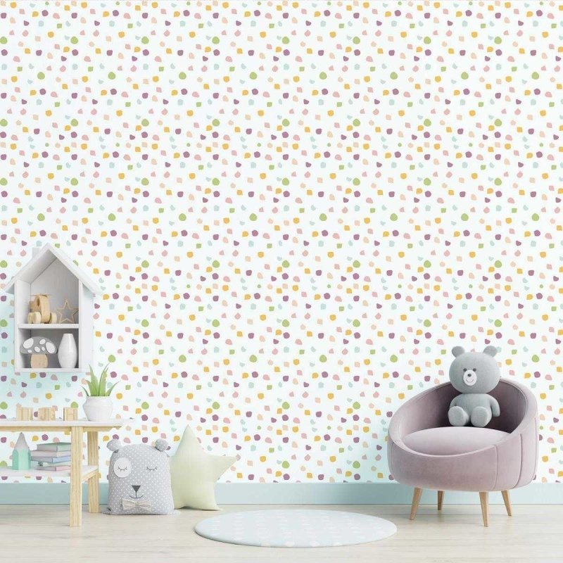 Papel de Parede Adesivo Confeti Colorido Fundo Branco N05073 - Papel na Parede