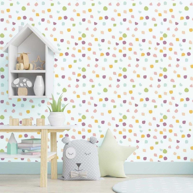 Papel de Parede Adesivo Confeti Colorido Fundo Branco N05073 - Papel na Parede