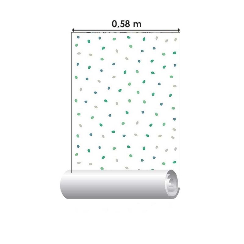 Papel de Parede Adesivo Confeti Verde e Cinza N05024 - Papel na Parede