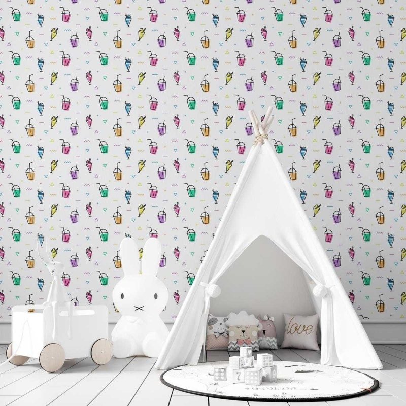 Papel de Parede Adesivo Copos Coloridos N03045 - Papel na Parede