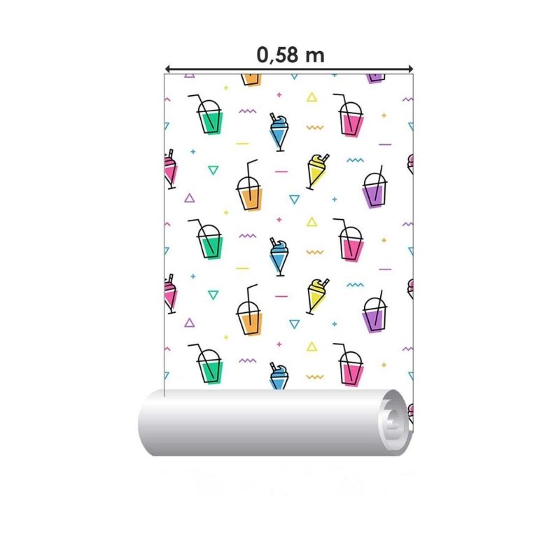 Papel de Parede Adesivo Copos Coloridos N03045 - Papel na Parede
