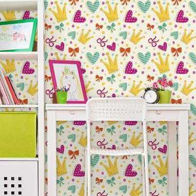 Papel de Parede Adesivo Coração Coroas 179980 - Papel na Parede