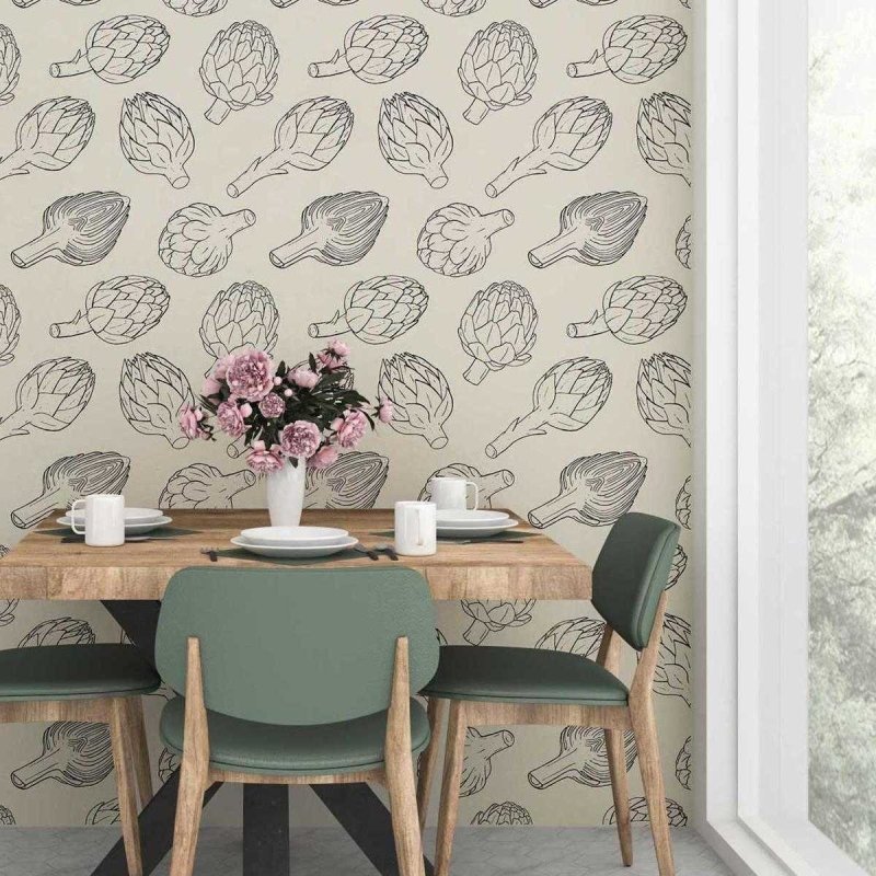 Papel de Parede Adesivo Coração de Alcachofra N07052 - Papel na Parede