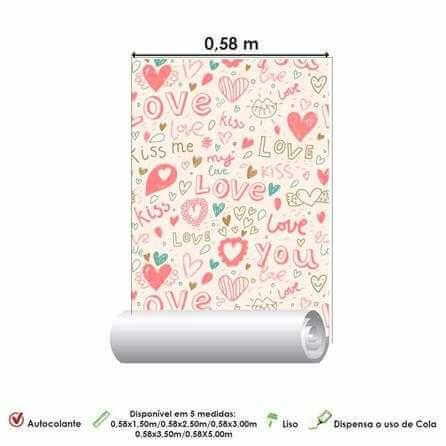 Papel de Parede Adesivo Coração Love 141931696 - Papel na Parede