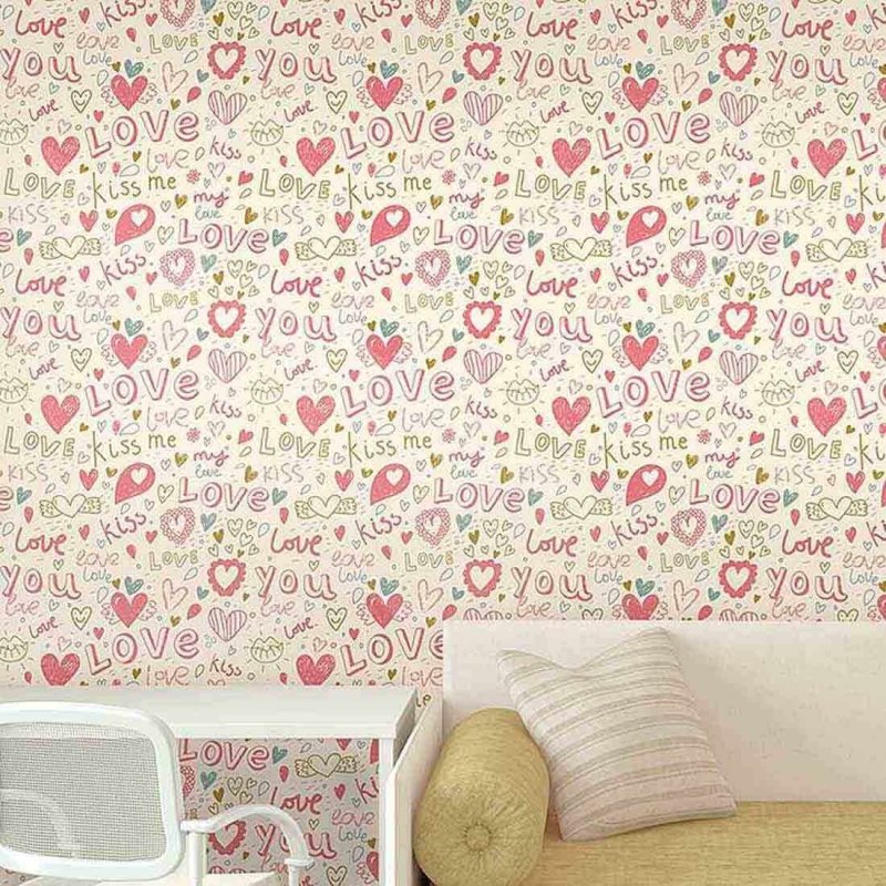 Papel de Parede Adesivo Coração Love 141931696 - Papel na Parede