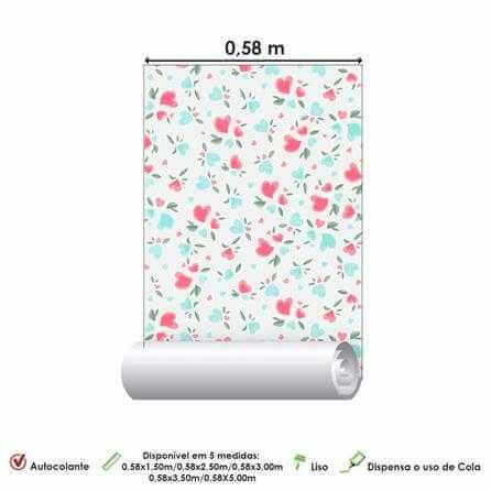 Papel de Parede Adesivo Coração Rosa e Azul 146512421 - Papel na Parede