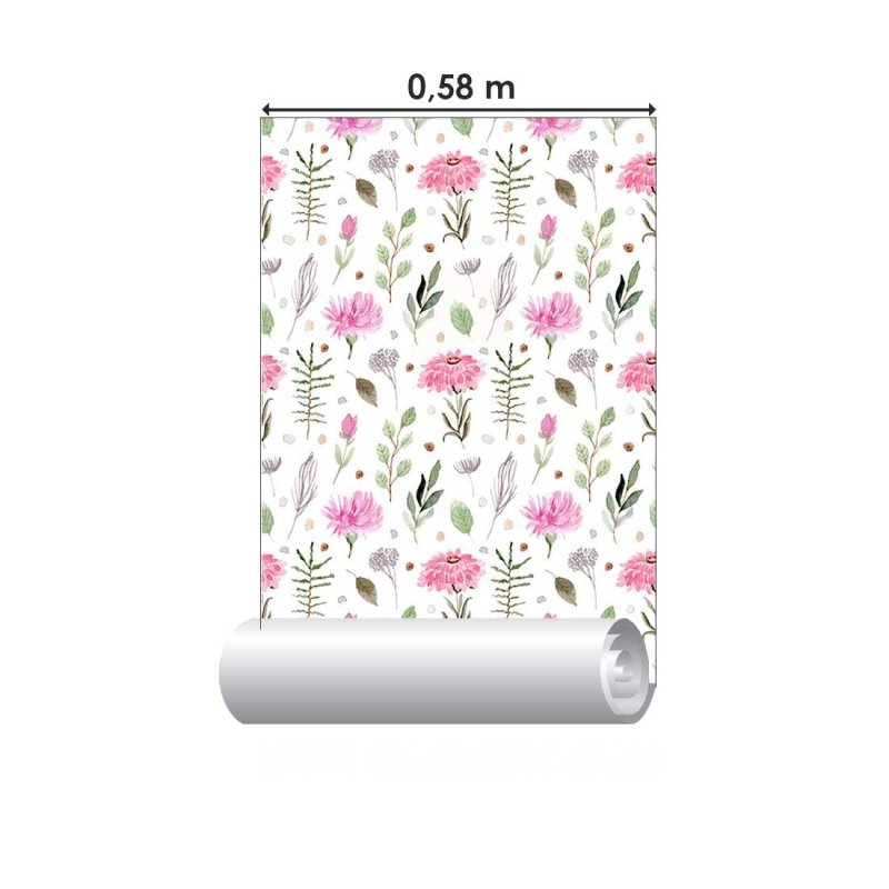 Papel de Parede Adesivo Delicado Rosa em Aquarela N08013 - Papel na Parede