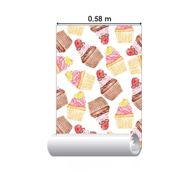 Papel de Parede Adesivo Delícia de cupcakes N03112 - Papel na Parede