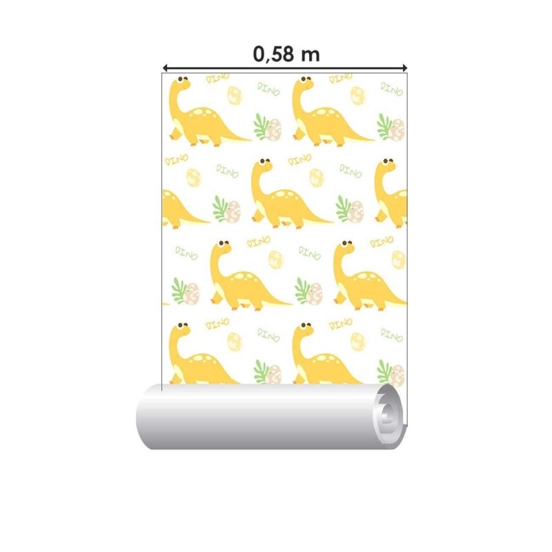 Papel de Parede Adesivo Dinossauro Amarelo N06259 - Papel na Parede