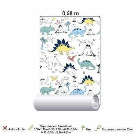 Papel de Parede Adesivo Dinossauro Kids 10623789 - Papel na Parede