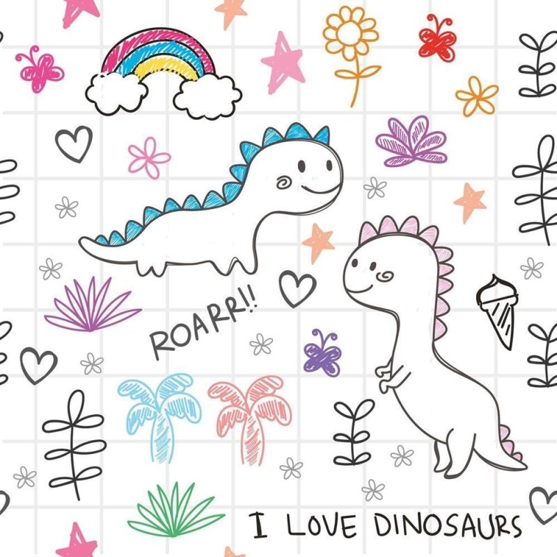 Papel de Parede Adesivo Dinossauros Desenho Infantil N08200 - Papel na Parede