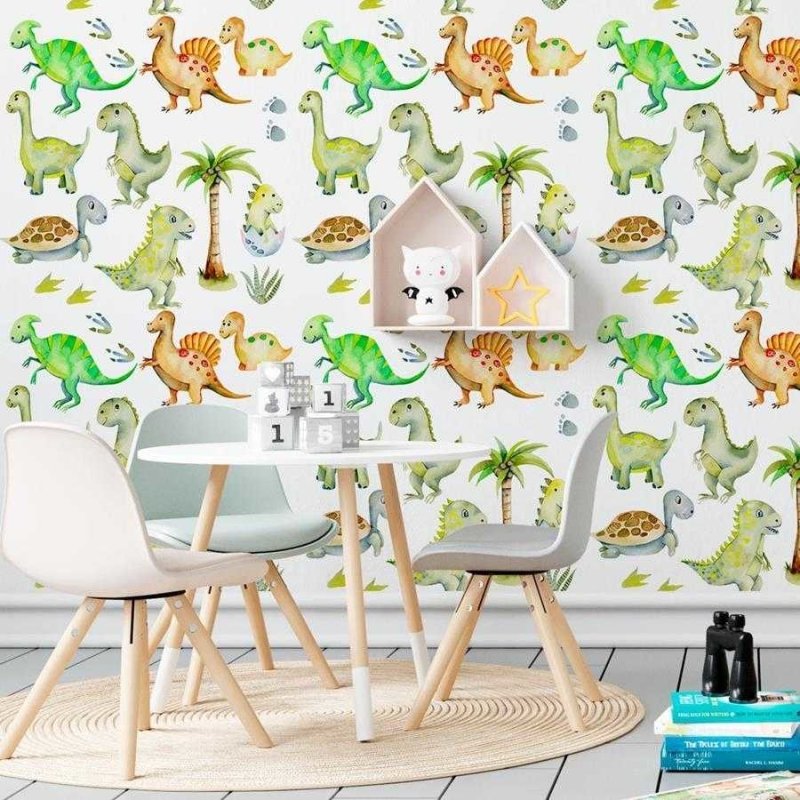 Papel de Parede Adesivo Dinossauros em Aquarela N06001 - Papel na Parede