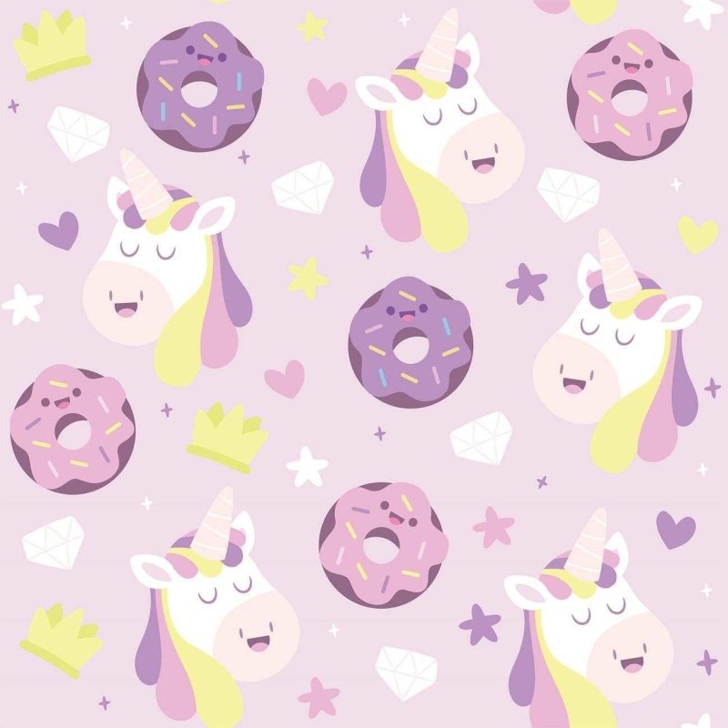 Papel de Parede Adesivo Donuts e Unicórnios Rosa N06173 - Papel na Parede