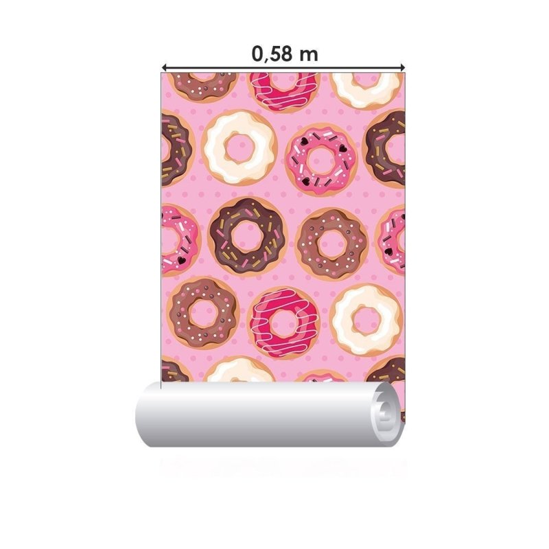 Papel de Parede Adesivo Donuts Poá Rosa N017040 - Papel na Parede