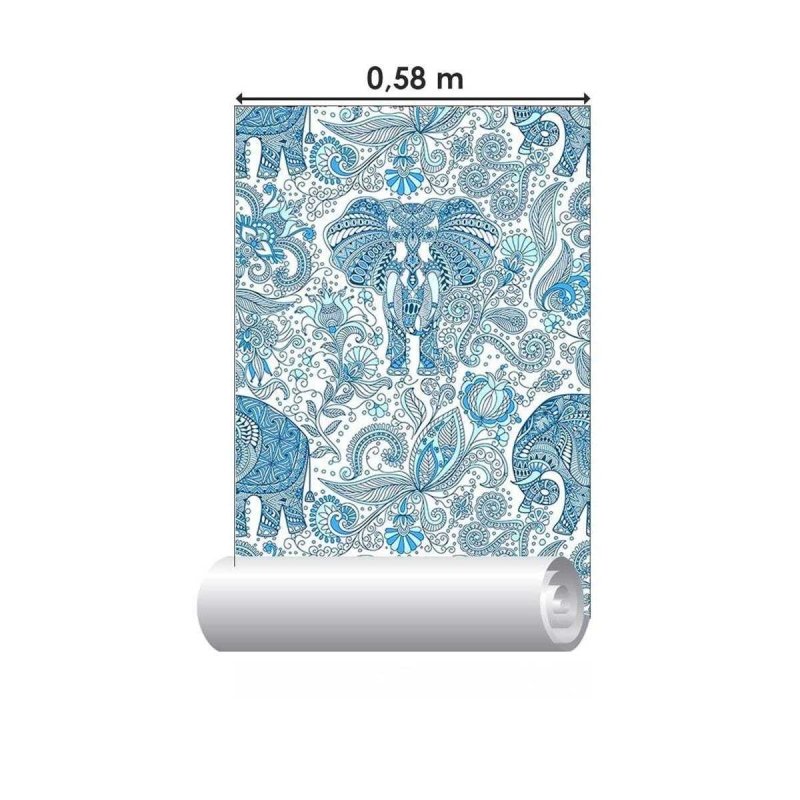 Papel de Parede Adesivo Elefante e Flores Indianos N05123 - Papel na Parede