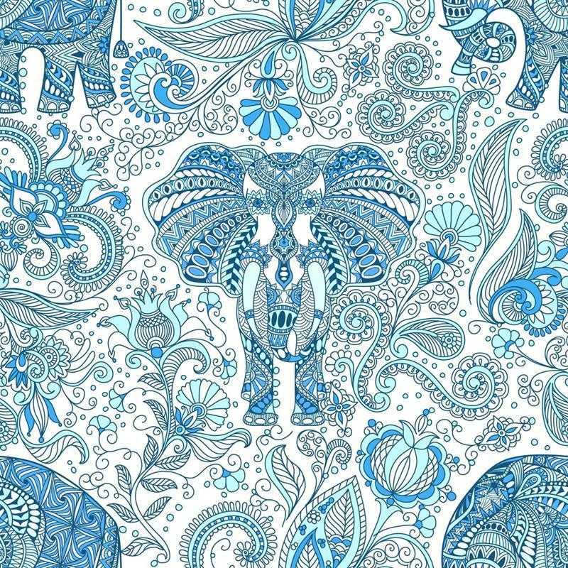 Papel de Parede Adesivo Elefante e Flores Indianos N05123 - Papel na Parede