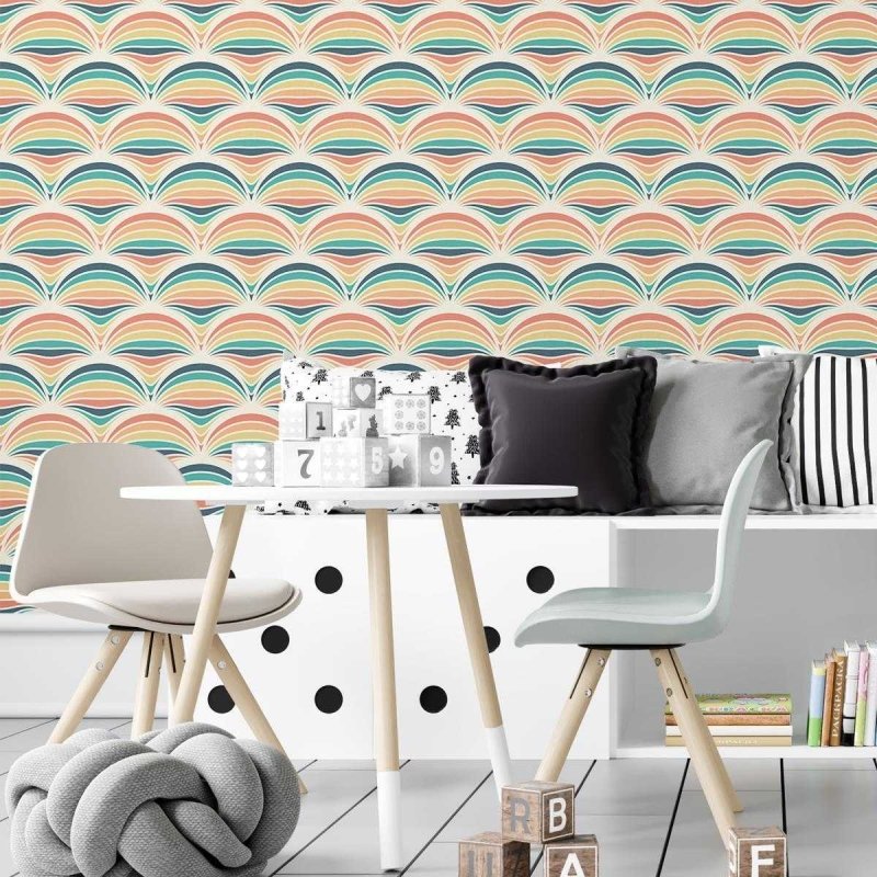 Papel de Parede Adesivo Escama de Peixe Colorida N04158 - Papel na Parede