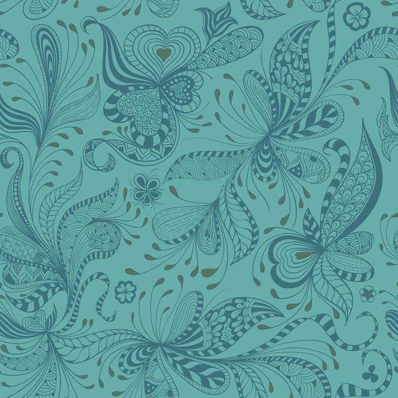 Papel de Parede Adesivo Estampa Étnica Floral Azul N05258 - Papel na Parede