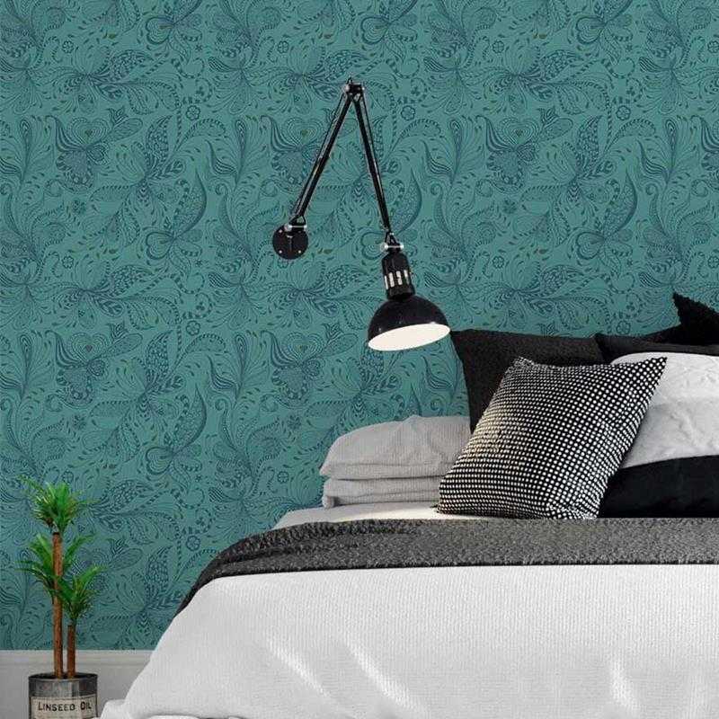 Papel de Parede Adesivo Estampa Étnica Floral Azul N05258 - Papel na Parede