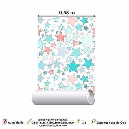 Papel de Parede Adesivo Estrela Verde e Rosa 200563 - Papel na Parede