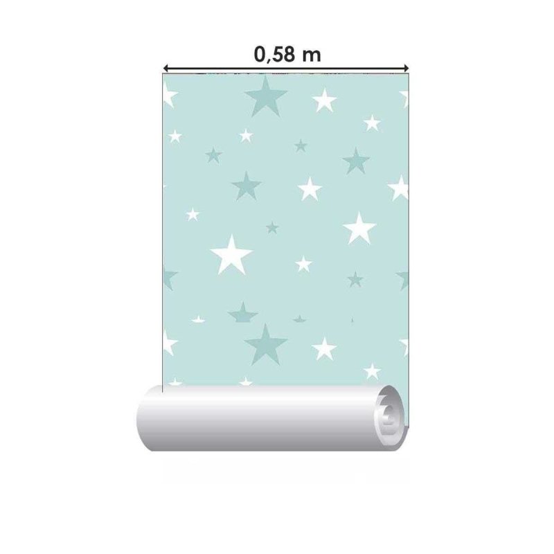 Papel de Parede Adesivo Estrelas Azul e Branco N05083 - Papel na Parede