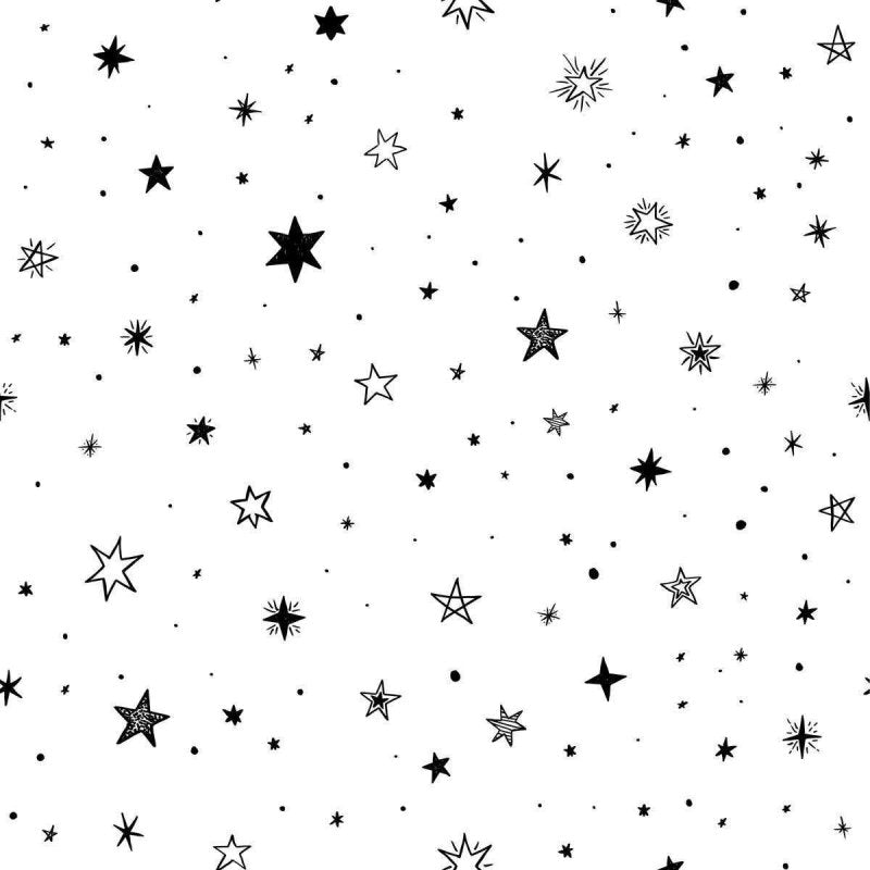 Papel de Parede Adesivo Estrelas Preto e Branco N05065 - Papel na Parede