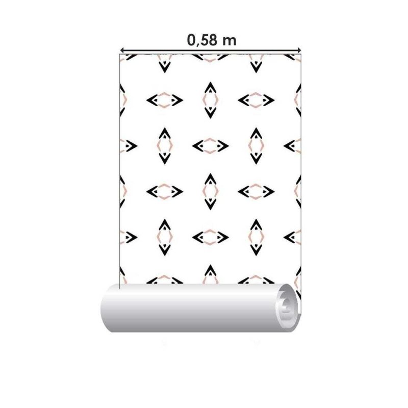 Papel de Parede Adesivo Étnico Rosa e Preto N05189 - Papel na Parede