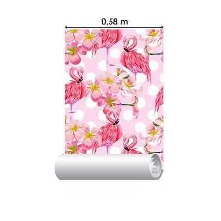 Papel de Parede Adesivo Flamingo Poá N55 - Papel na Parede