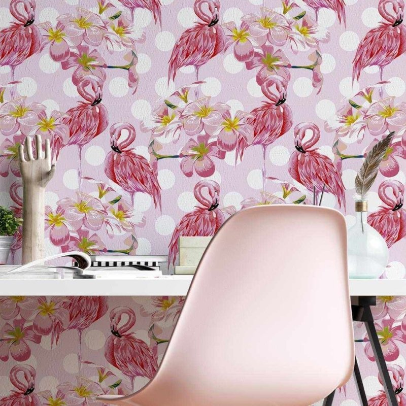 Papel de Parede Adesivo Flamingo Poá N55 - Papel na Parede