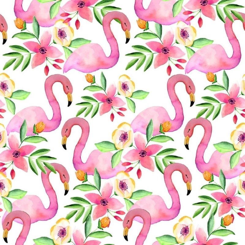 Papel de Parede Adesivo Flamingos e Flores N012040 - Papel na Parede