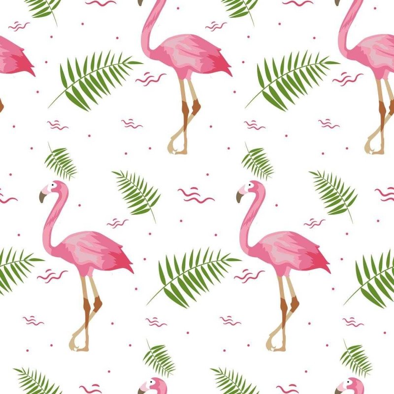 Papel de Parede Adesivo Flamingos e Folhas N04300 - Papel na Parede