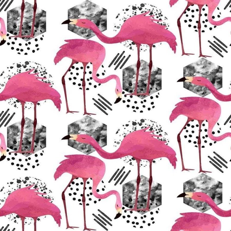 Papel de Parede Adesivo Flamingos Geométrico N06035 - Papel na Parede