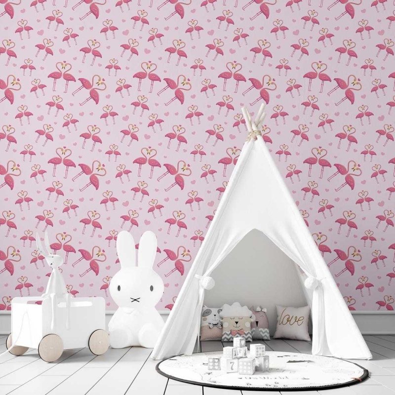 Papel de Parede Adesivo flamingos namorados N03118 - Papel na Parede