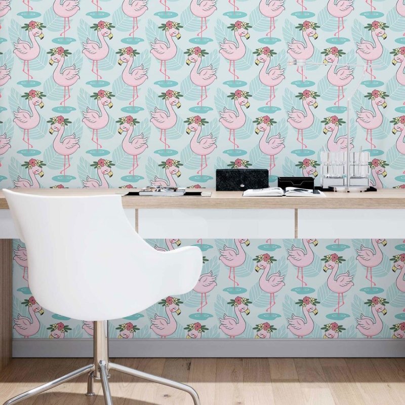 Papel de Parede Adesivo Flamingos para as Crianças N09086 - Papel na Parede