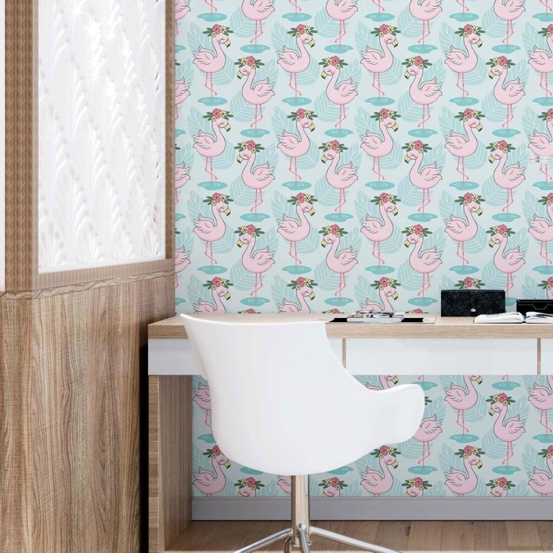 Papel de Parede Adesivo Flamingos para as Crianças N09086 - Papel na Parede