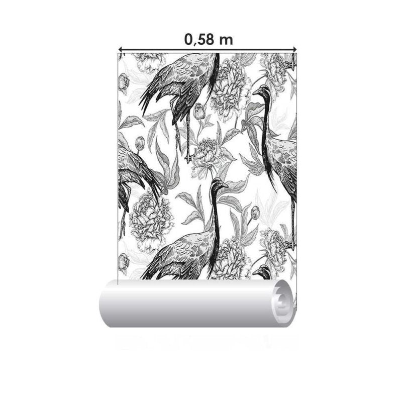 Papel de Parede Adesivo Flamingos preto e branco N08210 - Papel na Parede