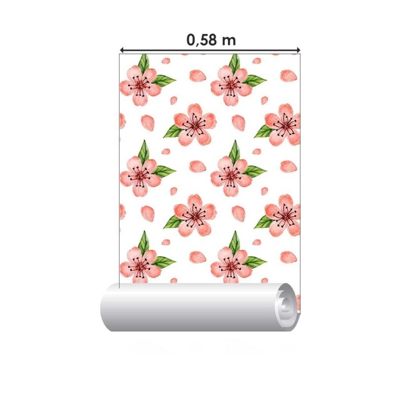 Papel de Parede Adesivo Flor de Cerejeira em Aquarela N06127 - Papel na Parede